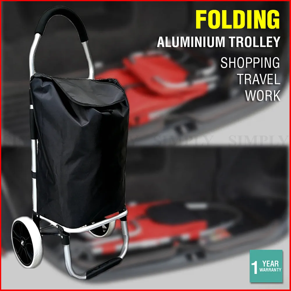 Shopping Cart Trolley Grocery Aluminium Foldable Luggage Wheels Basket Carts Bag