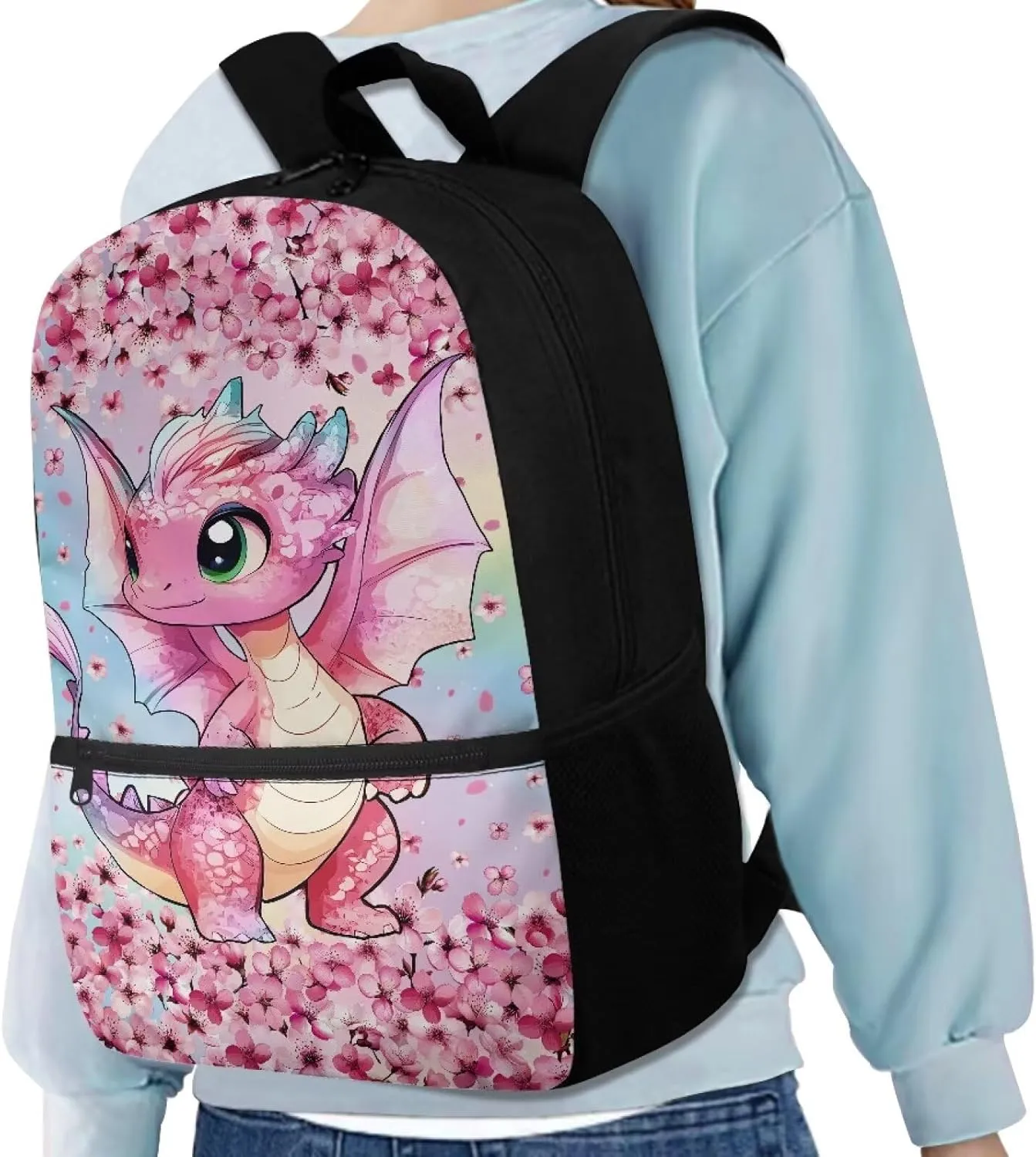 Showudesigns Dinosaur Backpack for Girls Boys 8-10 10-12 School Bag Elementary Middle School Bookbag Back Pack Purse Cherry Blossom Book Bags Rucksack Teens Bagpack Daypack Pink