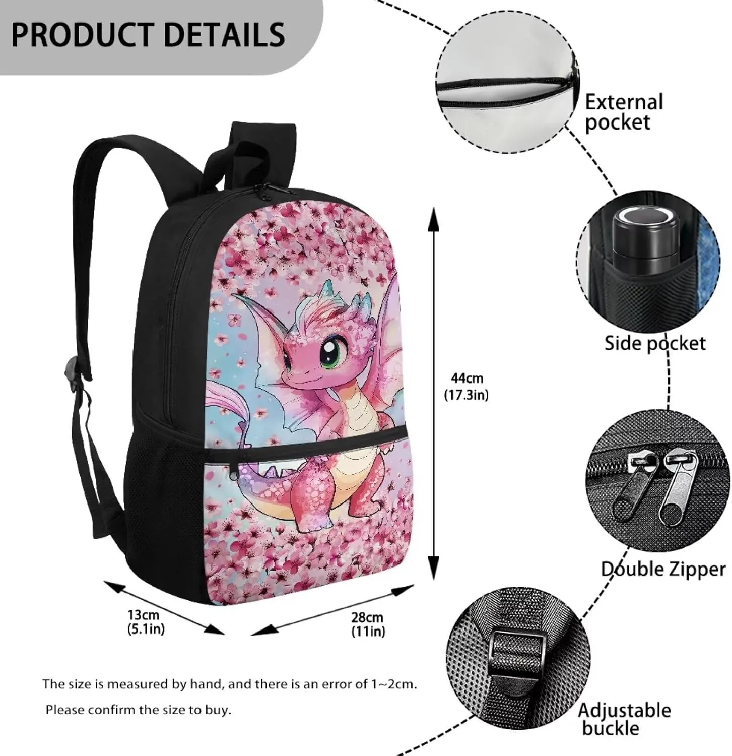 Showudesigns Dinosaur Backpack for Girls Boys 8-10 10-12 School Bag Elementary Middle School Bookbag Back Pack Purse Cherry Blossom Book Bags Rucksack Teens Bagpack Daypack Pink