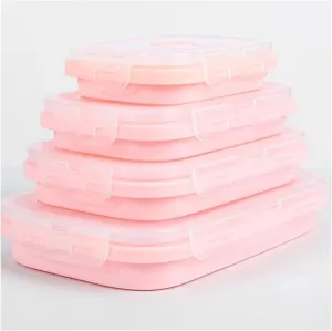Silicone Folding Bowl, Portable Outdoor Fresh-keeping Box, Compressed Travel Tableware (4-piece Set)