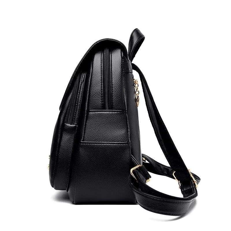 Simple Soft Leather Large Capacity Double Backpacks