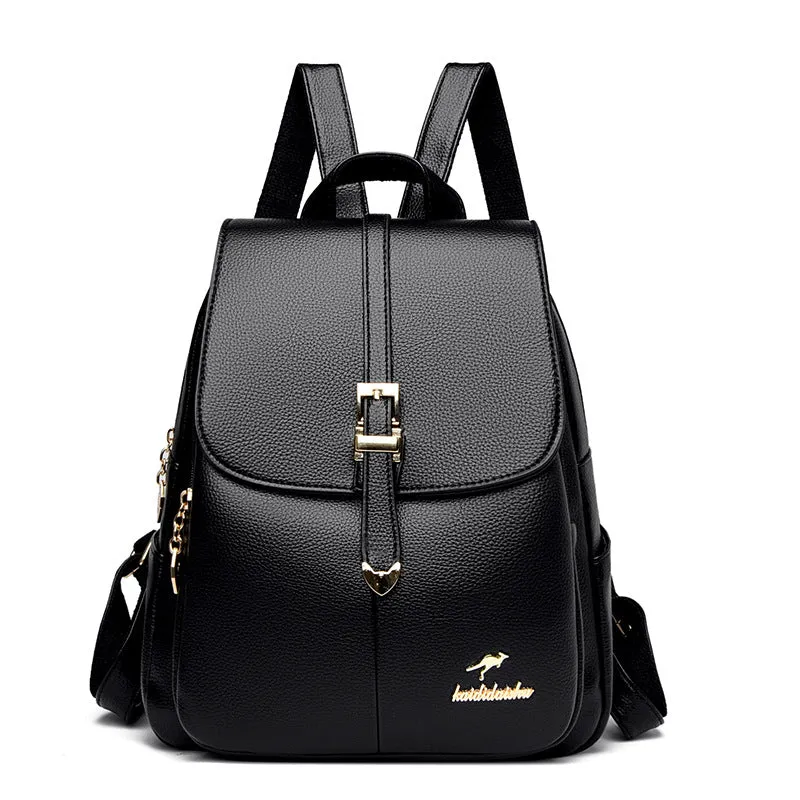 Simple Soft Leather Large Capacity Double Backpacks