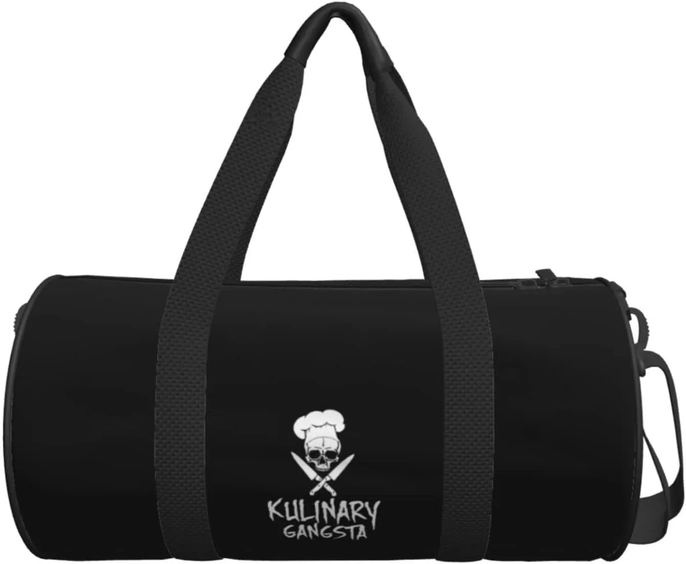 Skull Chef Cooking Skull Travel Luggage Duffel Bag Sports Rolling Foldable Duffel Bag, Black