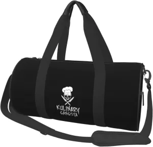 Skull Chef Cooking Skull Travel Luggage Duffel Bag Sports Rolling Foldable Duffel Bag, Black