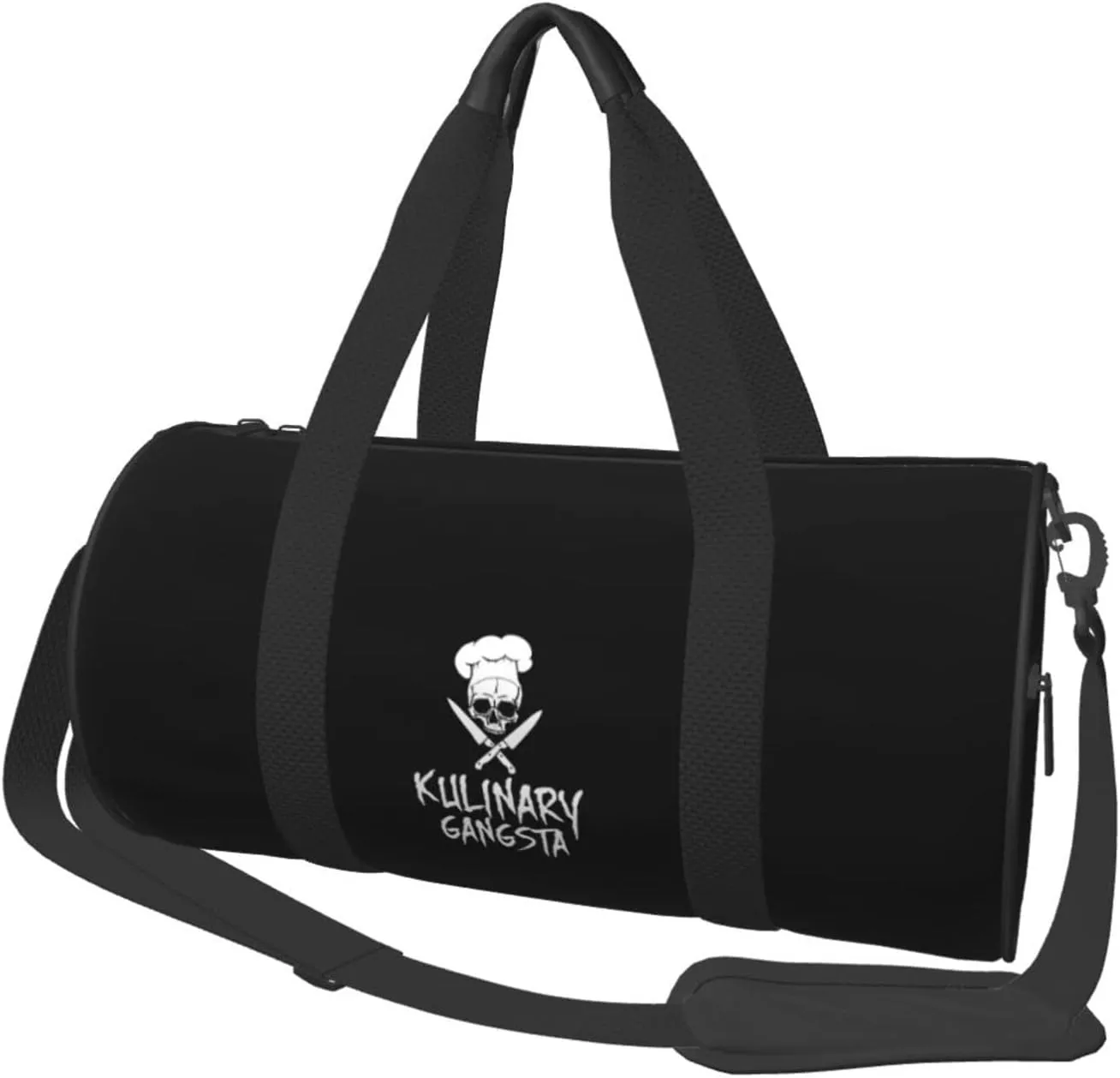 Skull Chef Cooking Skull Travel Luggage Duffel Bag Sports Rolling Foldable Duffel Bag, Black