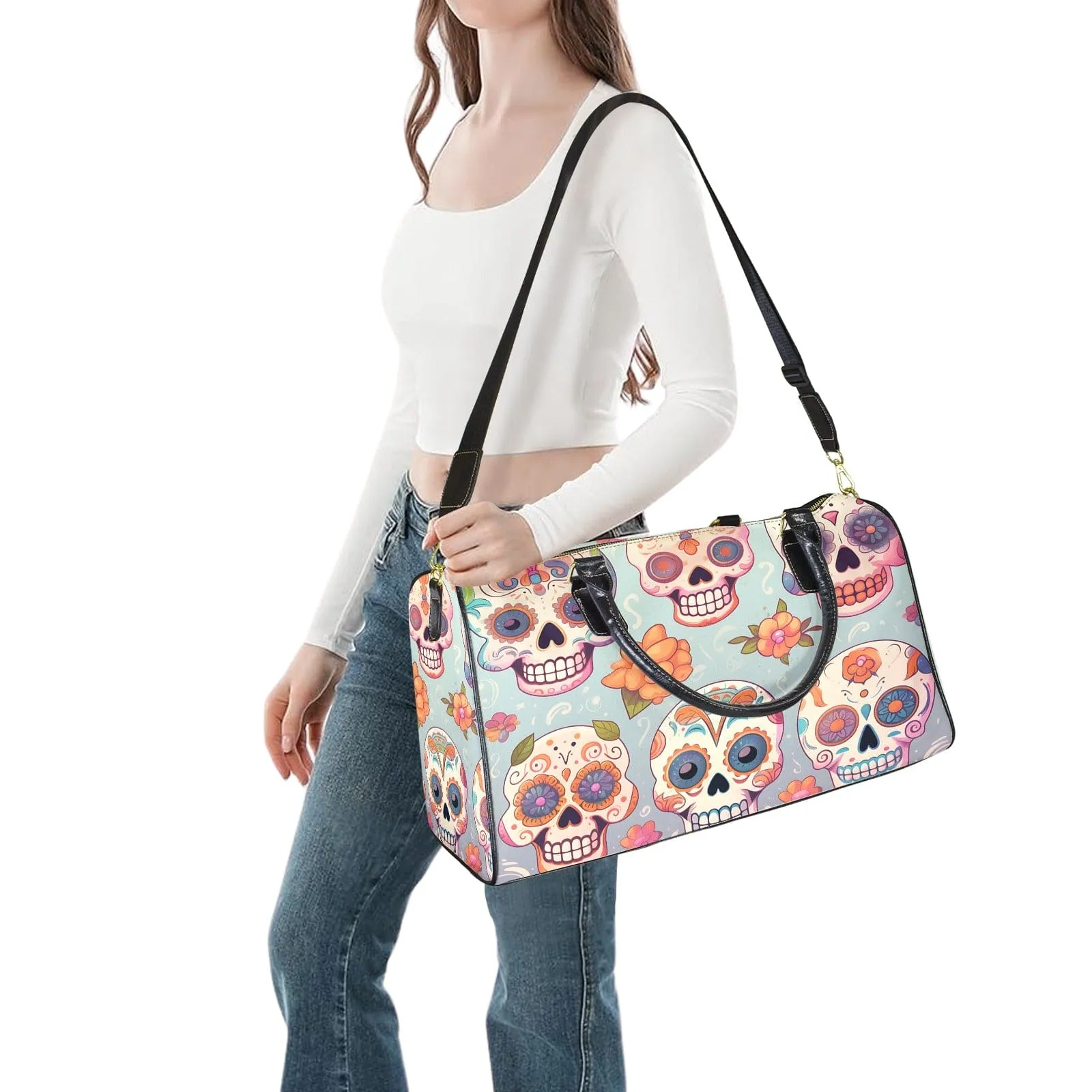Skulls Flower Large Capacity Travel Back