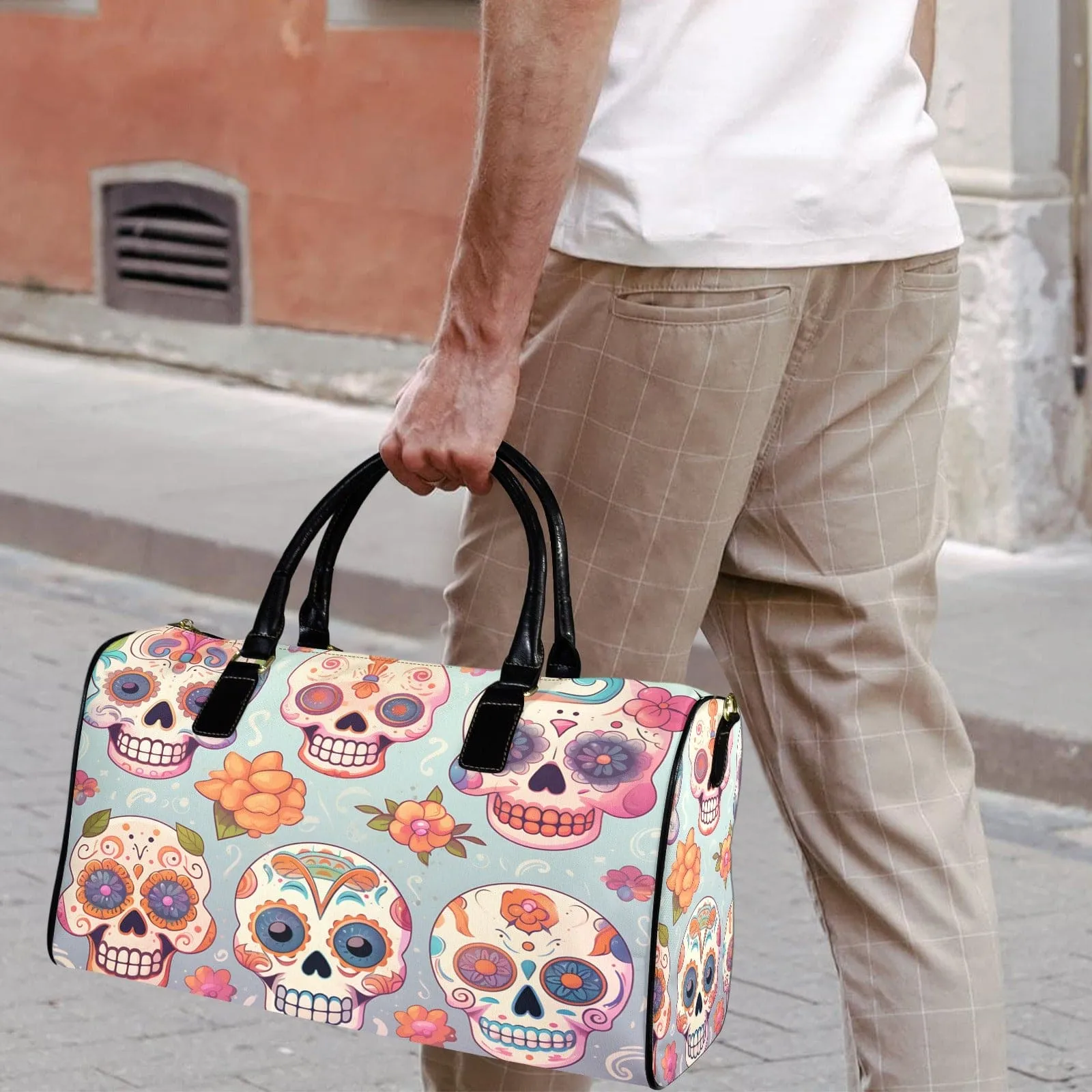 Skulls Flower Large Capacity Travel Back