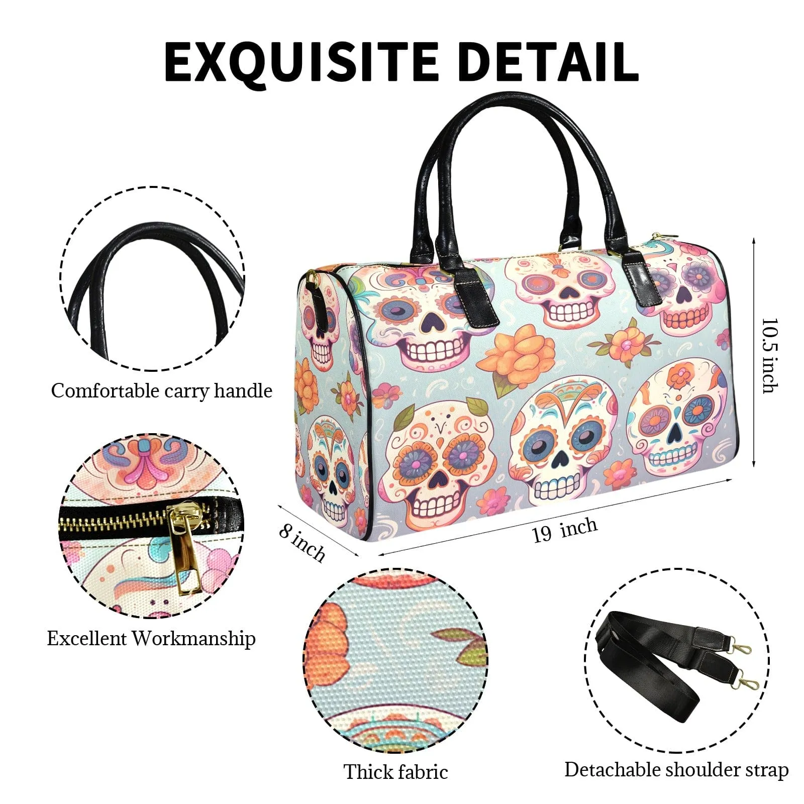 Skulls Flower Large Capacity Travel Back
