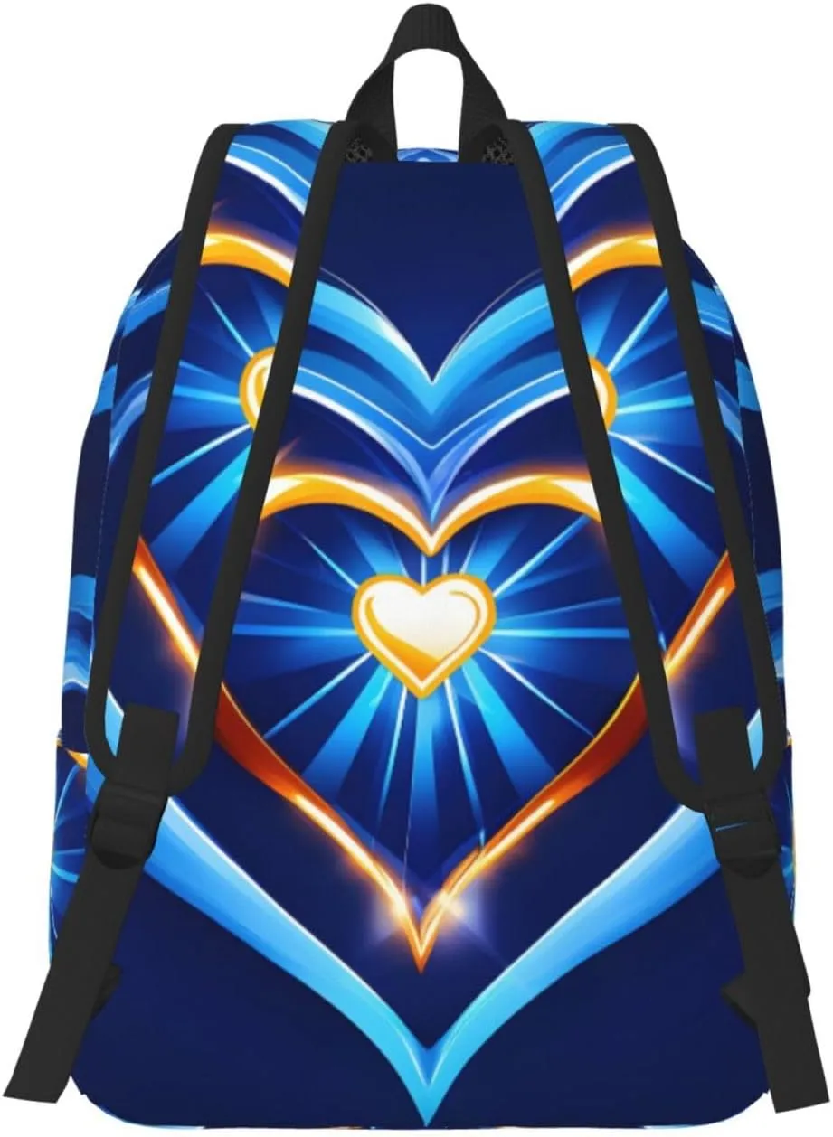 Sky Blue Heart Canvas Casual Lightweight Duffel Bag, Fashion Duffel Bag, Casual Daypack, Unisex Travel Backpack