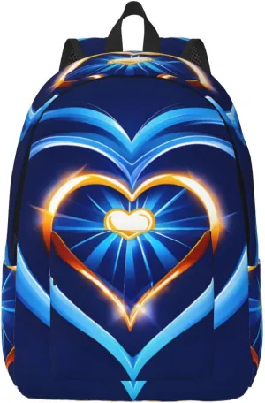 Sky Blue Heart Canvas Casual Lightweight Duffel Bag, Fashion Duffel Bag, Casual Daypack, Unisex Travel Backpack