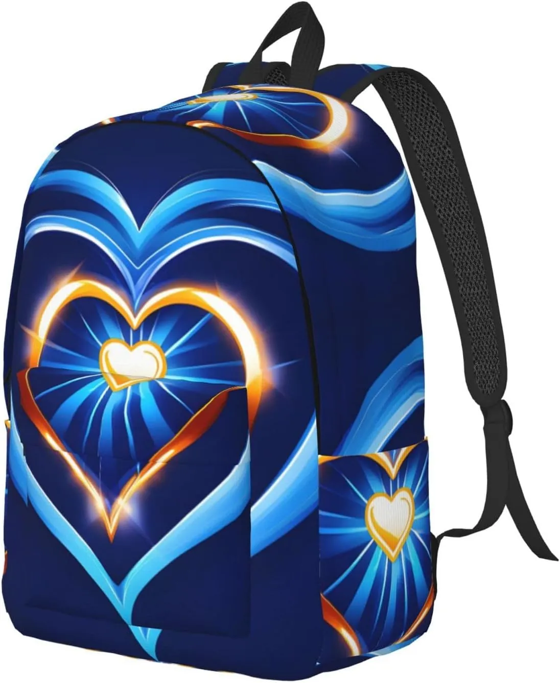 Sky Blue Heart Canvas Casual Lightweight Duffel Bag, Fashion Duffel Bag, Casual Daypack, Unisex Travel Backpack