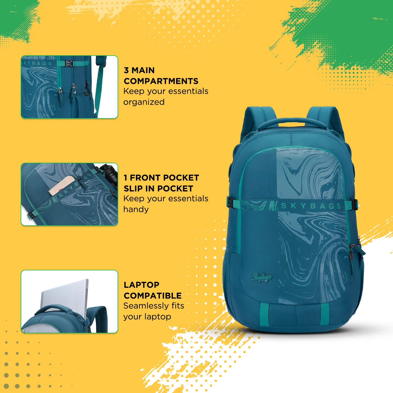 Skybags VESPER 40L LAPTOP BACKPACK 03 (E) TEAL