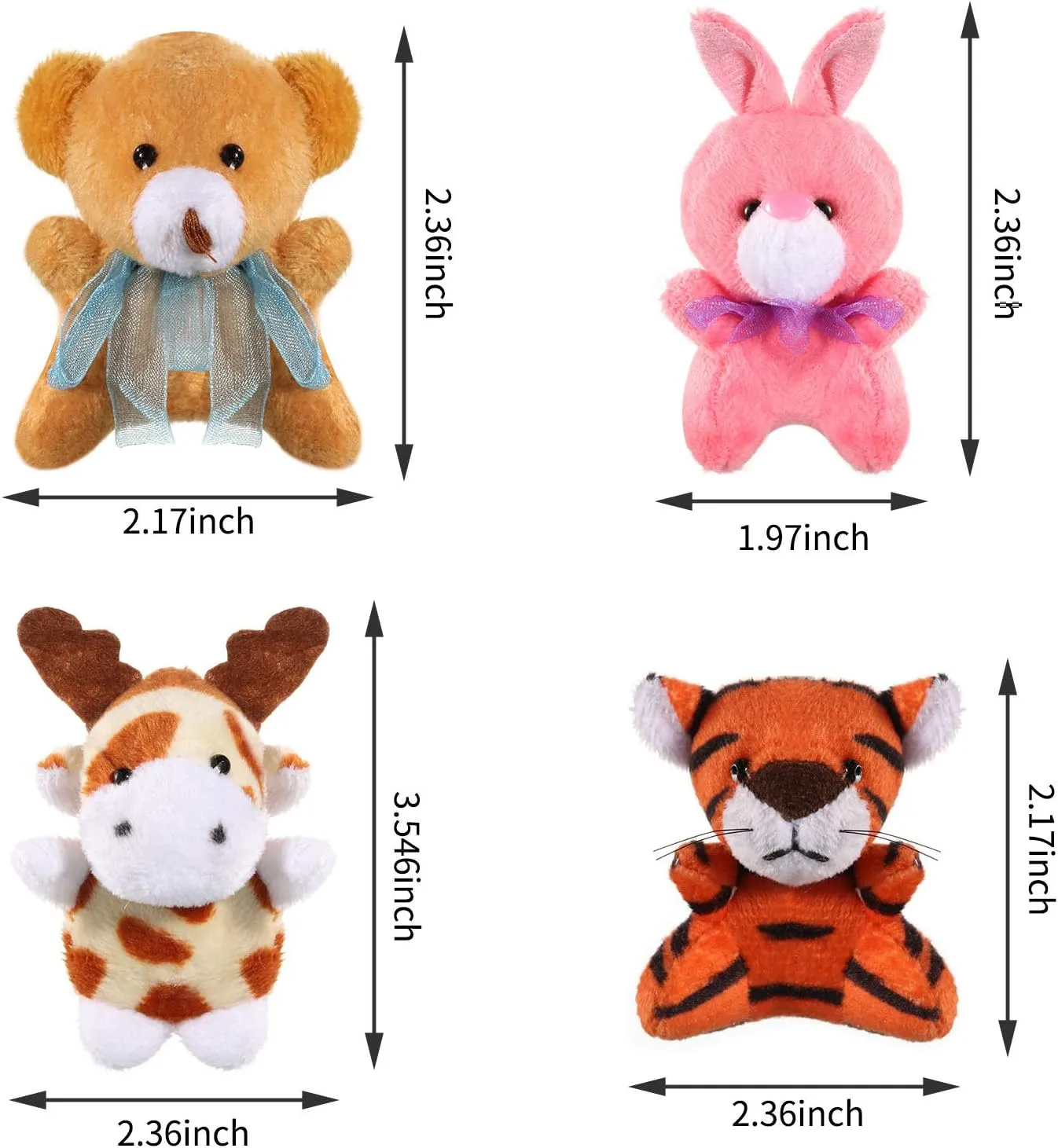 Skylety 32 Pcs Mini Animal Plush Toy Assortment Cute Small Safari Stuffed Toys Small Animals Keychain Decoration for Kids Back to School Gift Carnival Prize Student Award Party Favor(Jungle Animals)