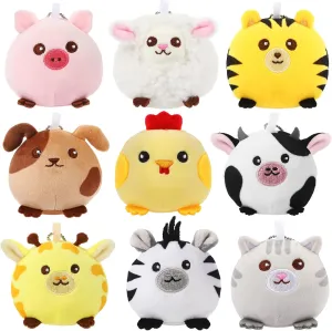 Skylety 9 Pcs Mini Plush Animals Toys Bulk 3.15 Inch Cute Soft Small Stuffed Animal Plush Keychain for Kids Goodie Bag Fillers Birthday Classroom School Prizes Festival Party Favors(Cute Animals)