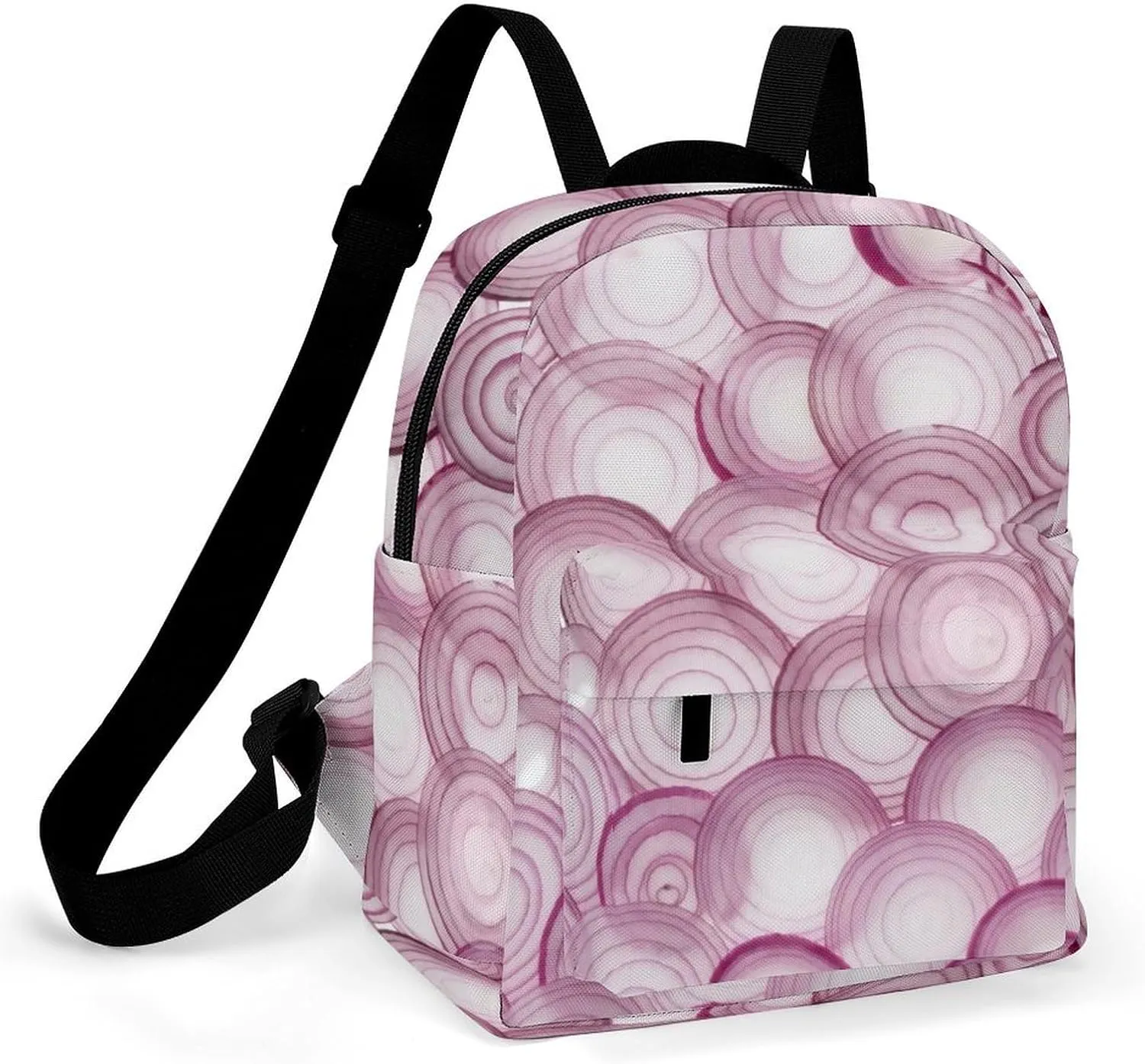 Slice Red Onion Rings Pattern Backpacks Laptop Mini Backpacks for Women Travel Shoulder Bag Bookbag Rucksack Daypack 10 Inch