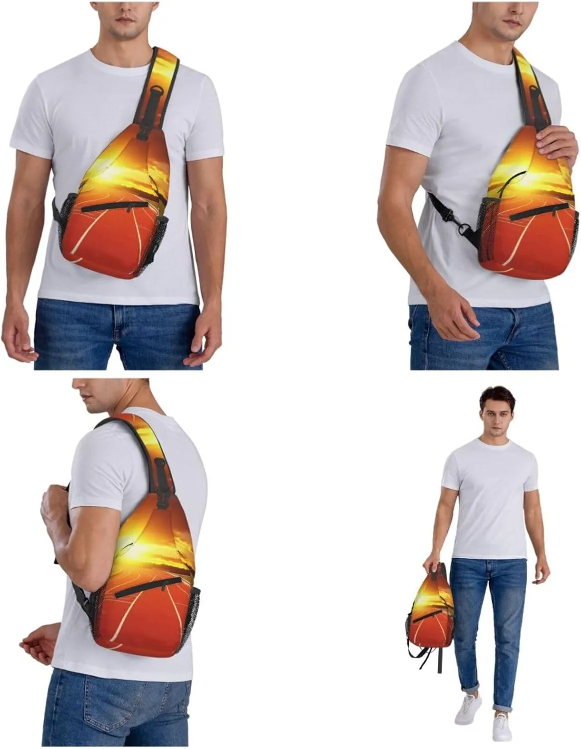 Sling Bag Crossbody Sling Backpack for Men Women Running Track Sunset Cross Chest Bag Travel Hiking Daypack
