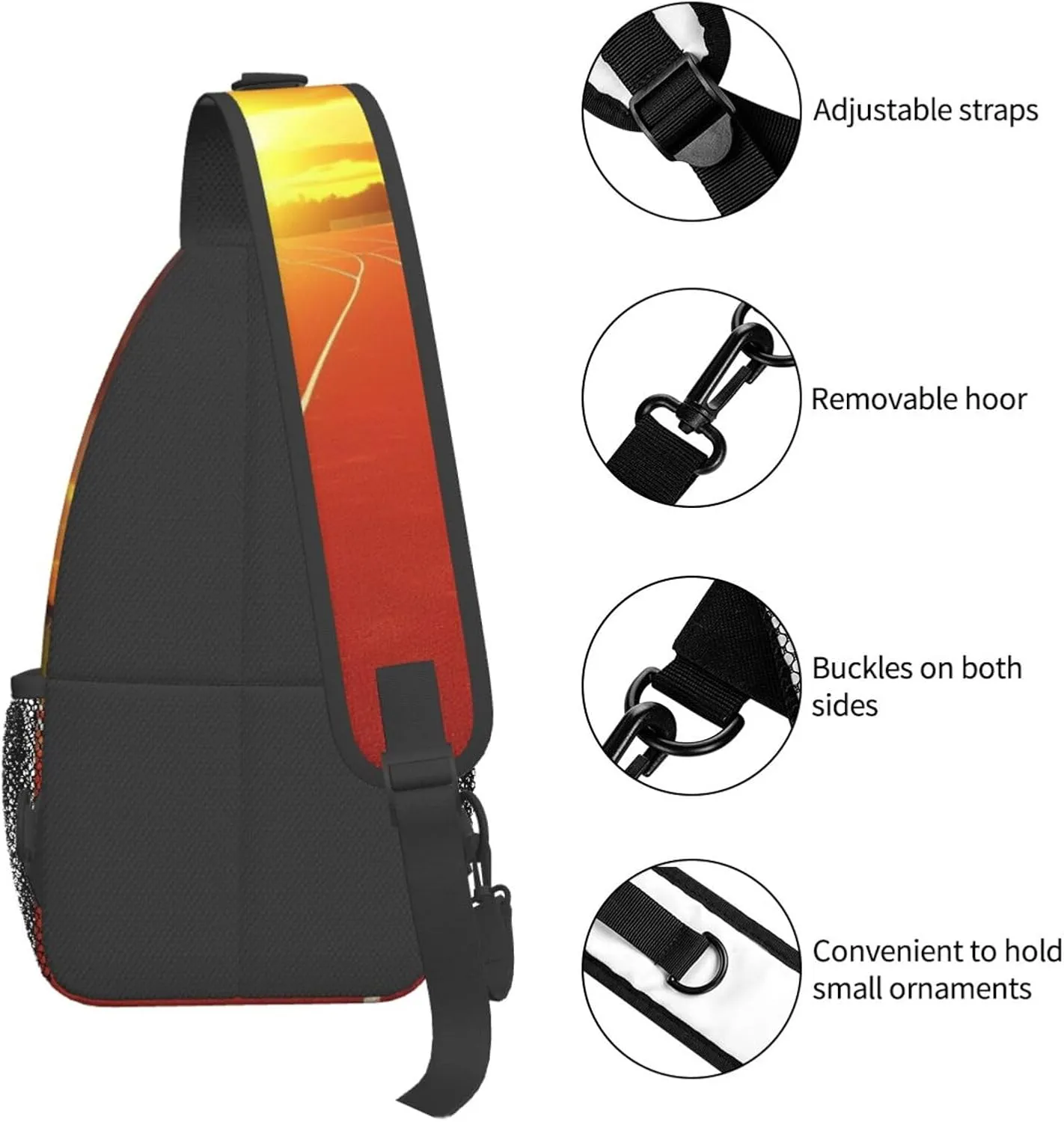 Sling Bag Crossbody Sling Backpack for Men Women Running Track Sunset Cross Chest Bag Travel Hiking Daypack