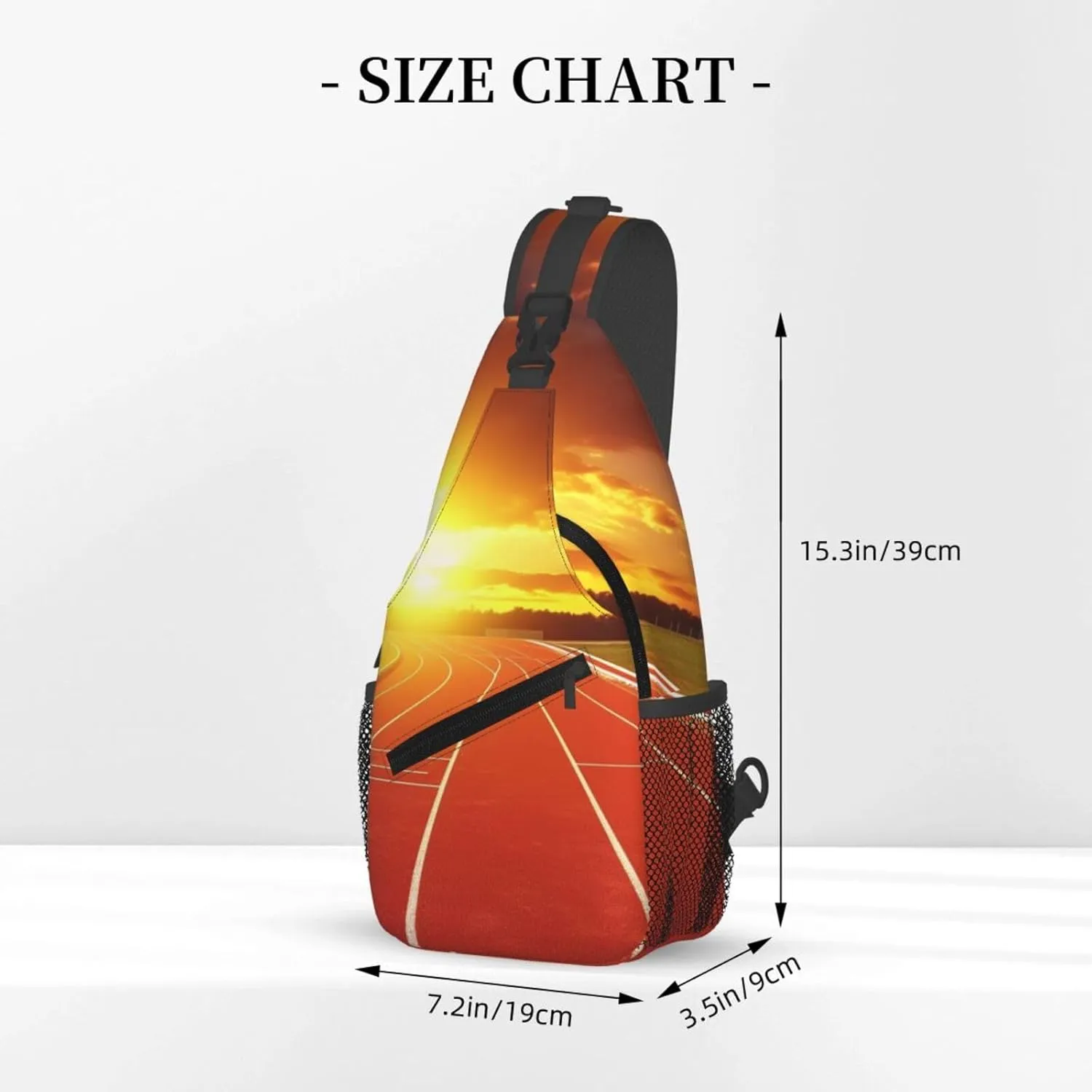 Sling Bag Crossbody Sling Backpack for Men Women Running Track Sunset Cross Chest Bag Travel Hiking Daypack
