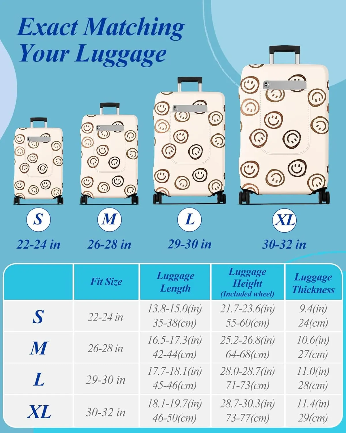 Slohif Luggage Cover for Suitcase Tsa Approved Protector - Luggage Sleeve Large Suit Case Cover Travel Stretch Baggage Case Protective Washable Fit 22-32 Inch Beige M