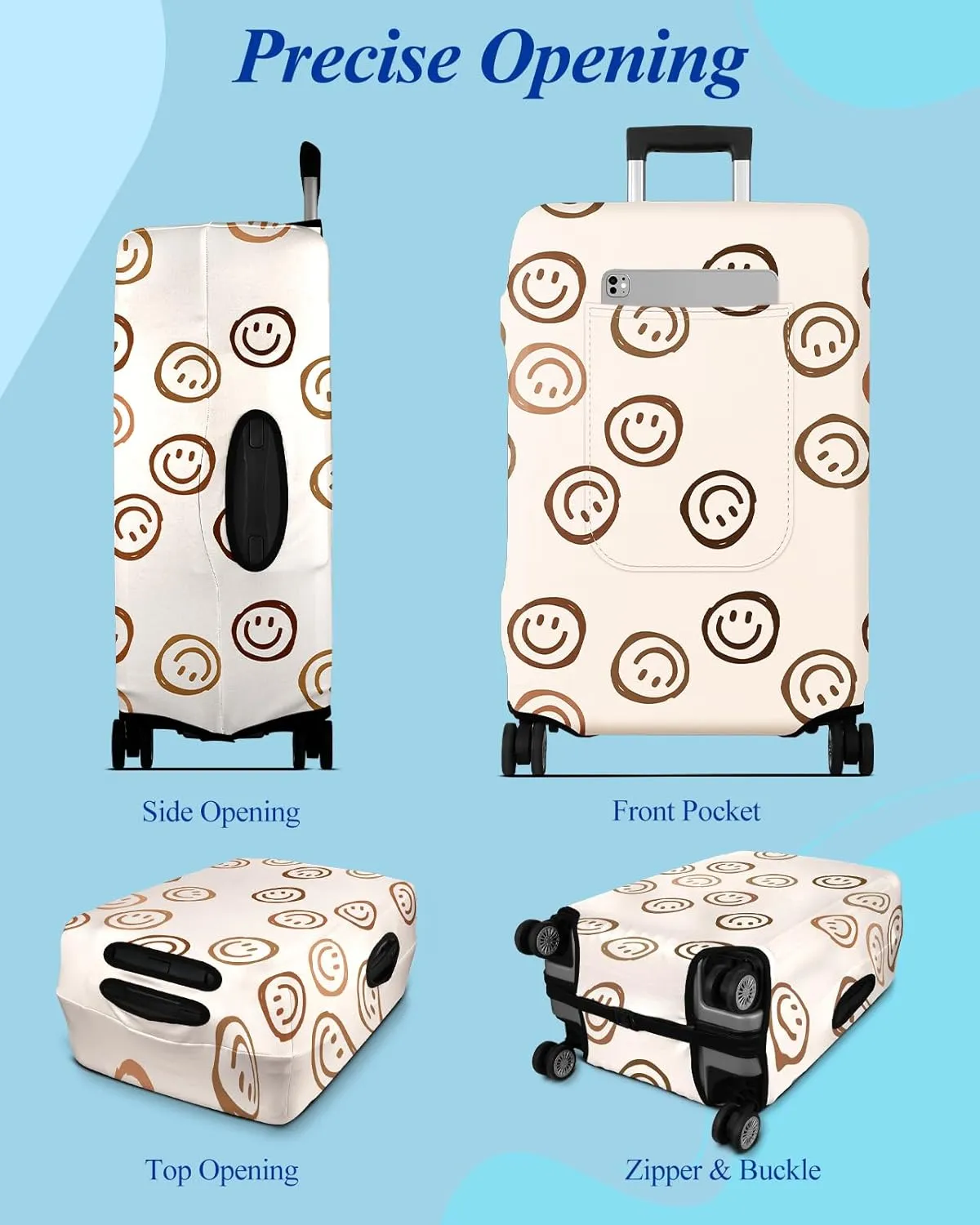 Slohif Luggage Cover for Suitcase Tsa Approved Protector - Luggage Sleeve Large Suit Case Cover Travel Stretch Baggage Case Protective Washable Fit 22-32 Inch Beige M