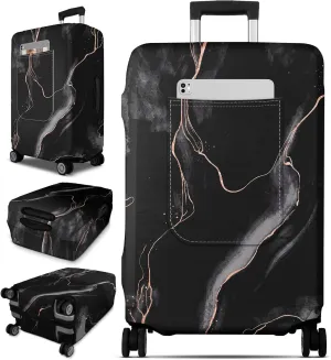 Slohif Luggage Cover for Suitcase Tsa Approved Protector - Luggage Sleeve Large Suit Case Cover Travel Stretch Baggage Case Protective Washable Fit 22-32 Inch Black Marble M