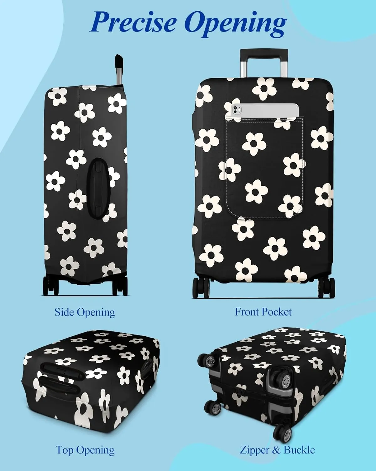 Slohif Luggage Cover for Suitcase Tsa Approved Protector - Luggage Sleeve Large Suit Case Cover Travel Stretch Baggage Case Protective Washable Fit 22-32 Inch Flower M