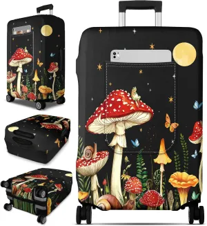 Slohif Luggage Cover for Suitcase Tsa Approved Protector - Luggage Sleeve Large Suit Case Cover Travel Stretch Baggage Case Protective Washable Fit 22-32 Inch Mushroom M