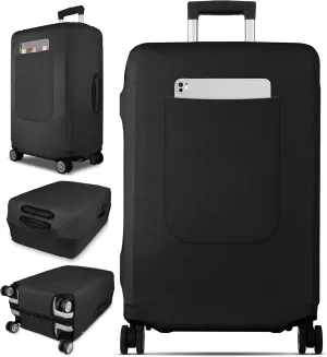 Slohif Luggage Cover for Suitcase Tsa Approved Protector - Luggage Sleeve Large Suit Case Cover Travel Stretch Baggage Case Protective Washable Fit 26-28 Inch Black