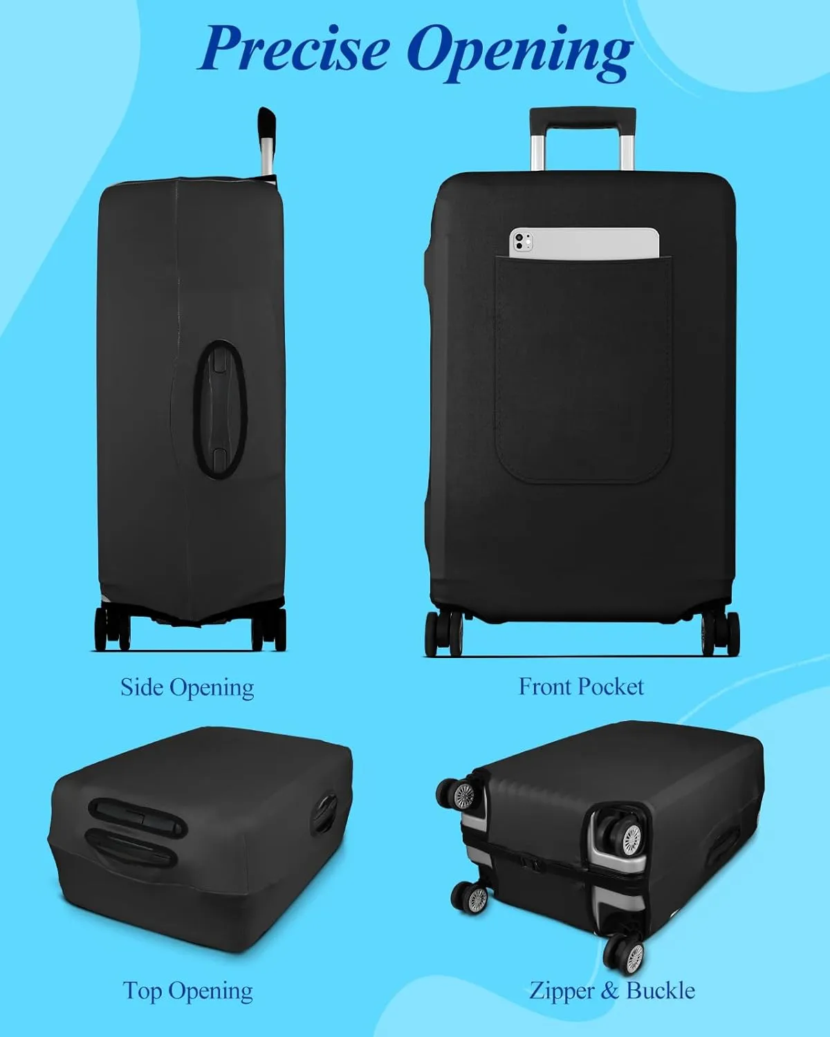 Slohif Luggage Cover for Suitcase Tsa Approved Protector - Luggage Sleeve Large Suit Case Cover Travel Stretch Baggage Case Protective Washable Fit 26-28 Inch Black