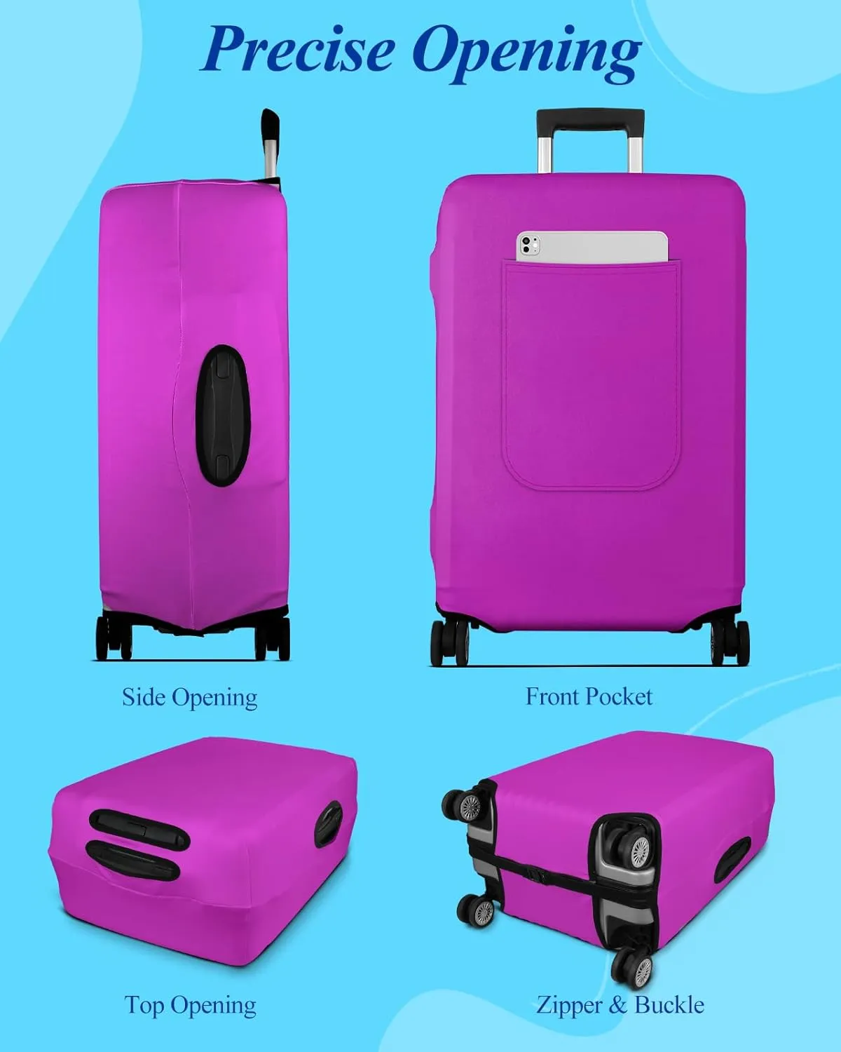 Slohif Luggage Cover for Suitcase Tsa Approved Protector - Luggage Sleeve Large Suit Case Cover Travel Stretch Baggage Case Protective Washable Fit 26-28 Inch Purple