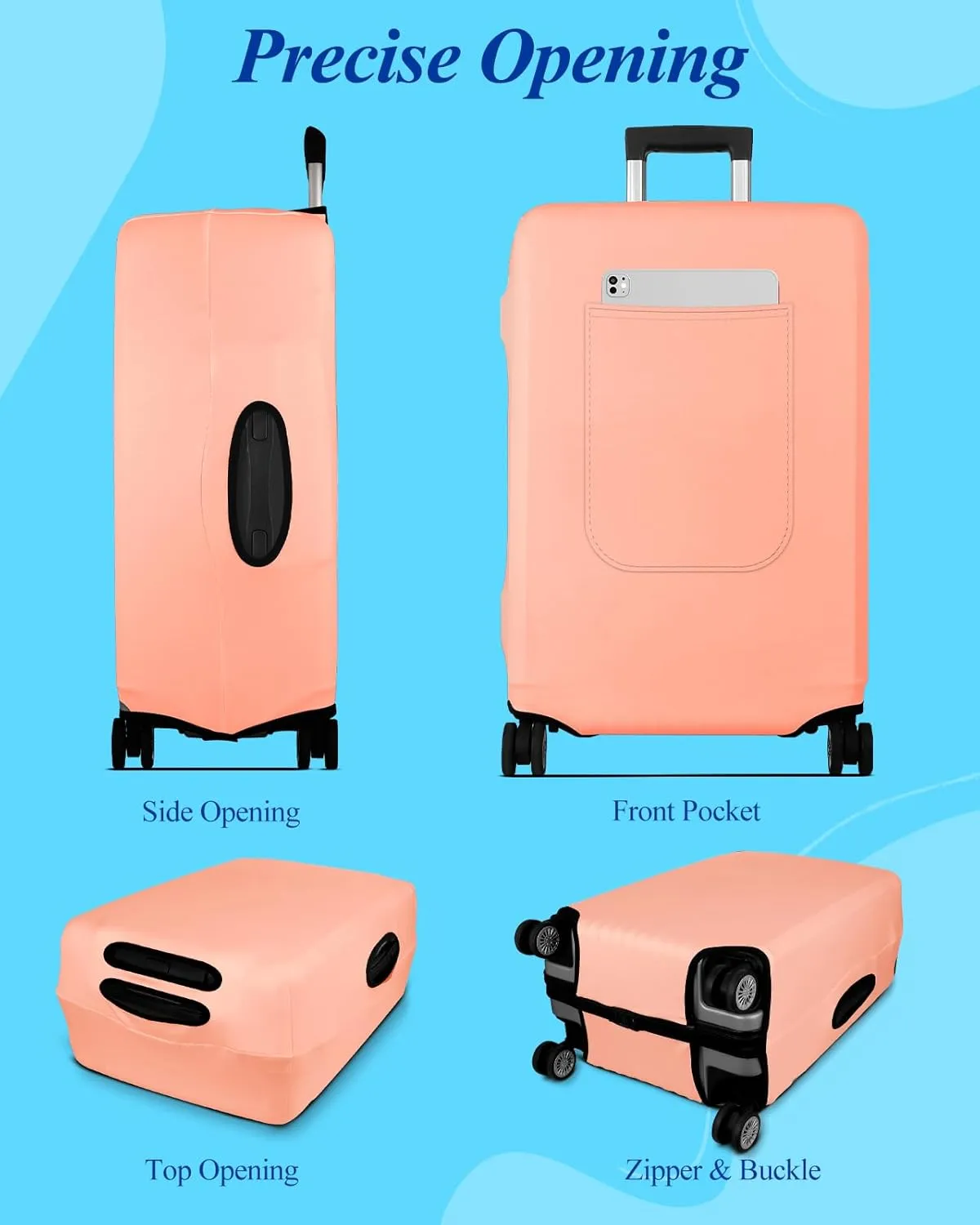 Slohif Luggage Cover for Suitcase Tsa Approved Protector - Luggage Sleeve Large Suit Case Cover Travel Stretch Baggage Case Protective Washable Fit 26-28 Inch Rose