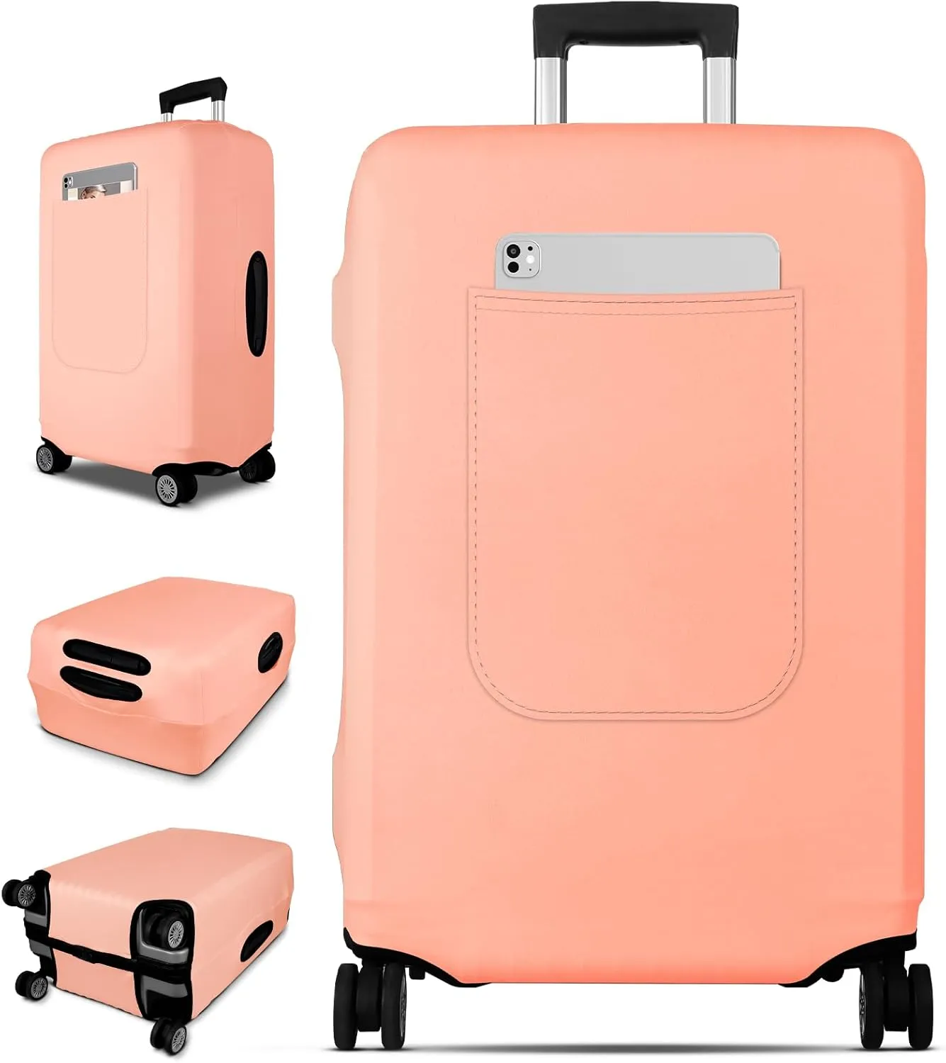 Slohif Luggage Cover for Suitcase Tsa Approved Protector - Luggage Sleeve Large Suit Case Cover Travel Stretch Baggage Case Protective Washable Fit 26-28 Inch Rose