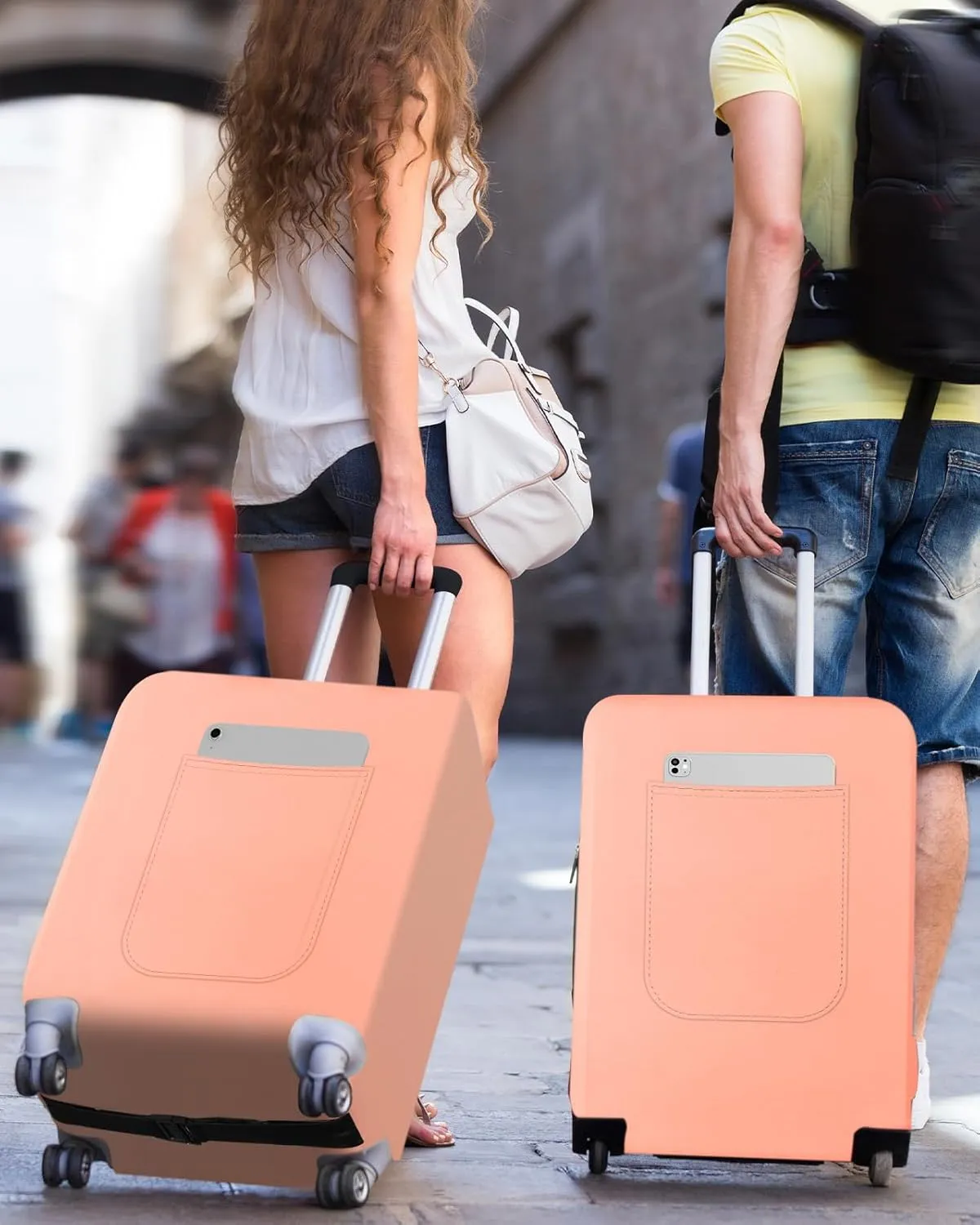 Slohif Luggage Cover for Suitcase Tsa Approved Protector - Luggage Sleeve Large Suit Case Cover Travel Stretch Baggage Case Protective Washable Fit 26-28 Inch Rose