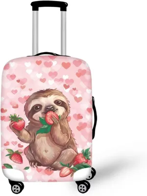 Sloth And Strawberry Travel Luggage Cover Washable Suitcase Protector Anti-Scratch Suitcase Cover Fits 18-32 Inch Luggage Protectors for Travel Luggage Large Luggage Cover Protector-L