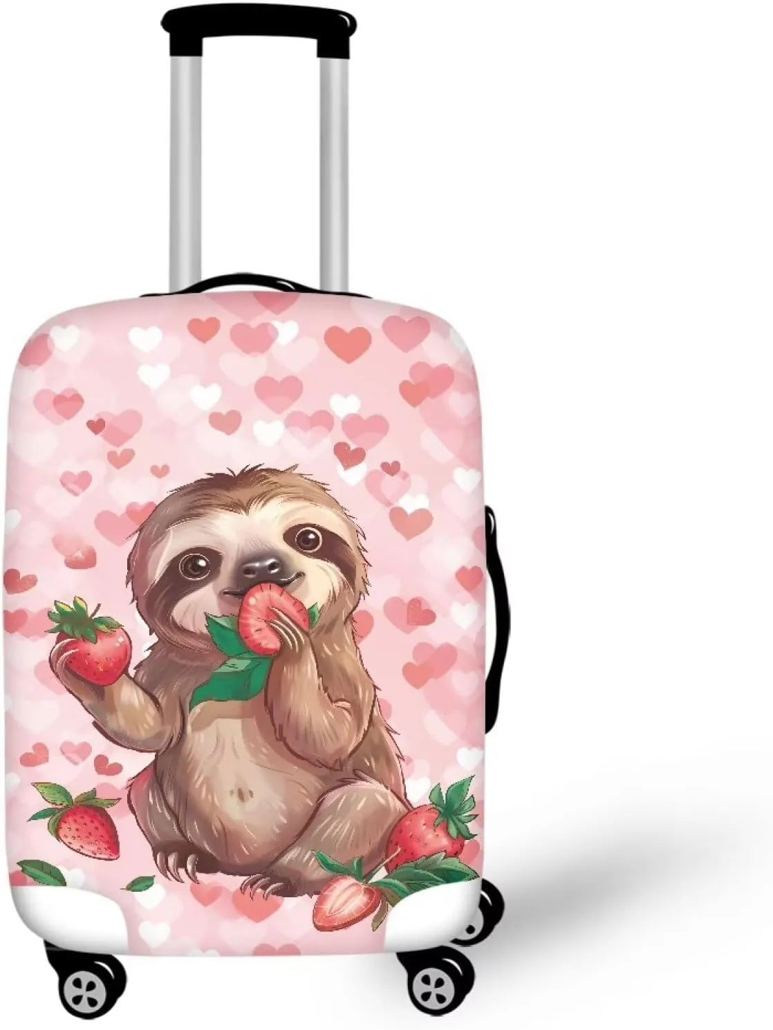 Sloth And Strawberry Travel Luggage Cover Washable Suitcase Protector Anti-Scratch Suitcase Cover Fits 18-32 Inch Luggage Protectors for Travel Luggage Large Luggage Cover Protector-L