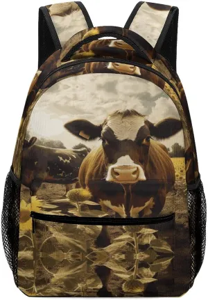 Small Backpacks Personalized 3D Animal Brown Cow Printing Travel Bag Lightweight Travel Backpack For Women Men