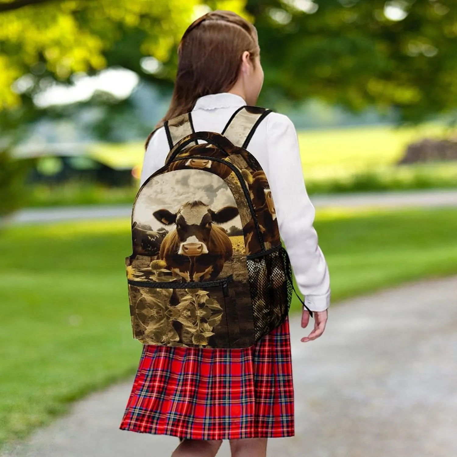Small Backpacks Personalized 3D Animal Brown Cow Printing Travel Bag Lightweight Travel Backpack For Women Men
