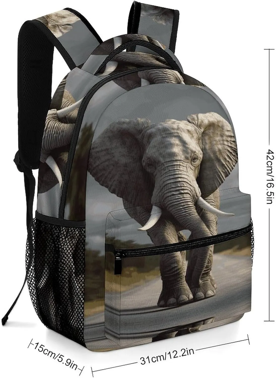 Small Backpacks Personalized 3D Elephant Printing Travel Bag Lightweight Travel Backpack For Women Men