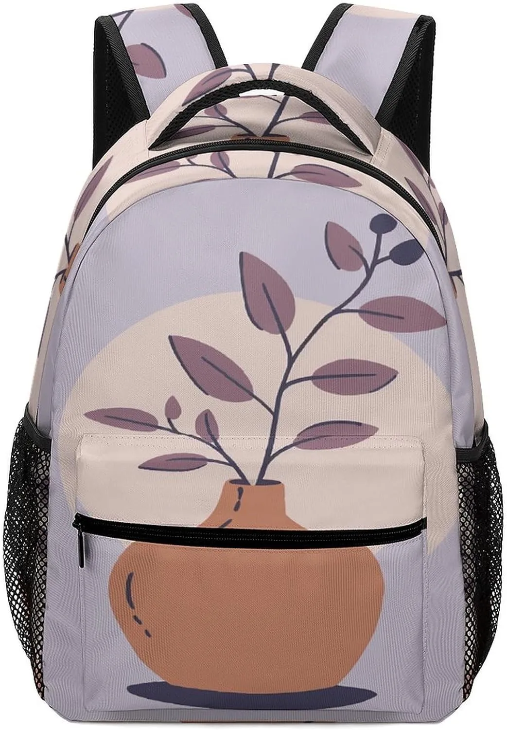 Small Backpacks Personalized A Brown Vase Printing Travel Bag Lightweight Travel Backpack For Women Men