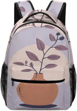 Small Backpacks Personalized A Brown Vase Printing Travel Bag Lightweight Travel Backpack For Women Men