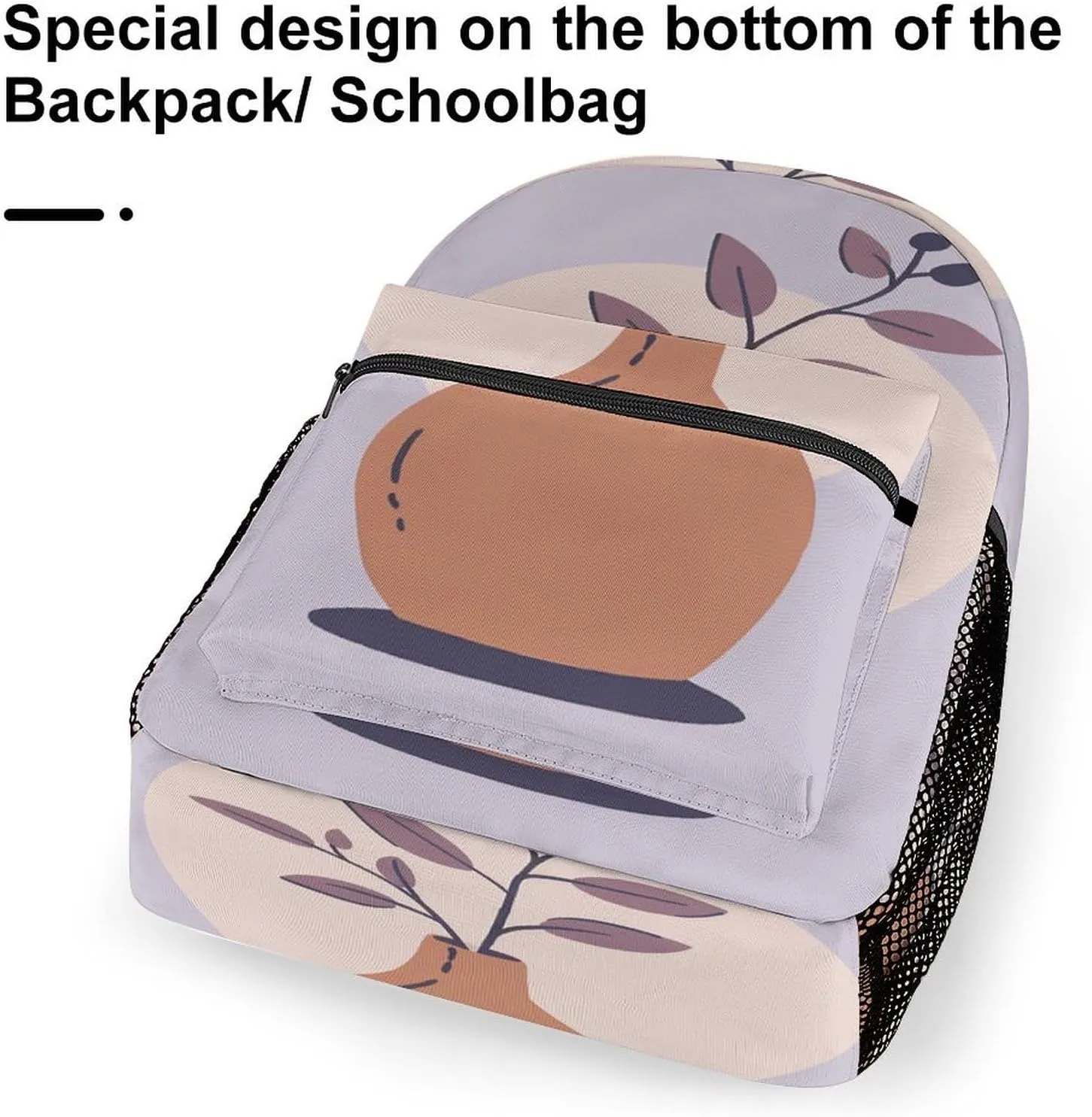Small Backpacks Personalized A Brown Vase Printing Travel Bag Lightweight Travel Backpack For Women Men