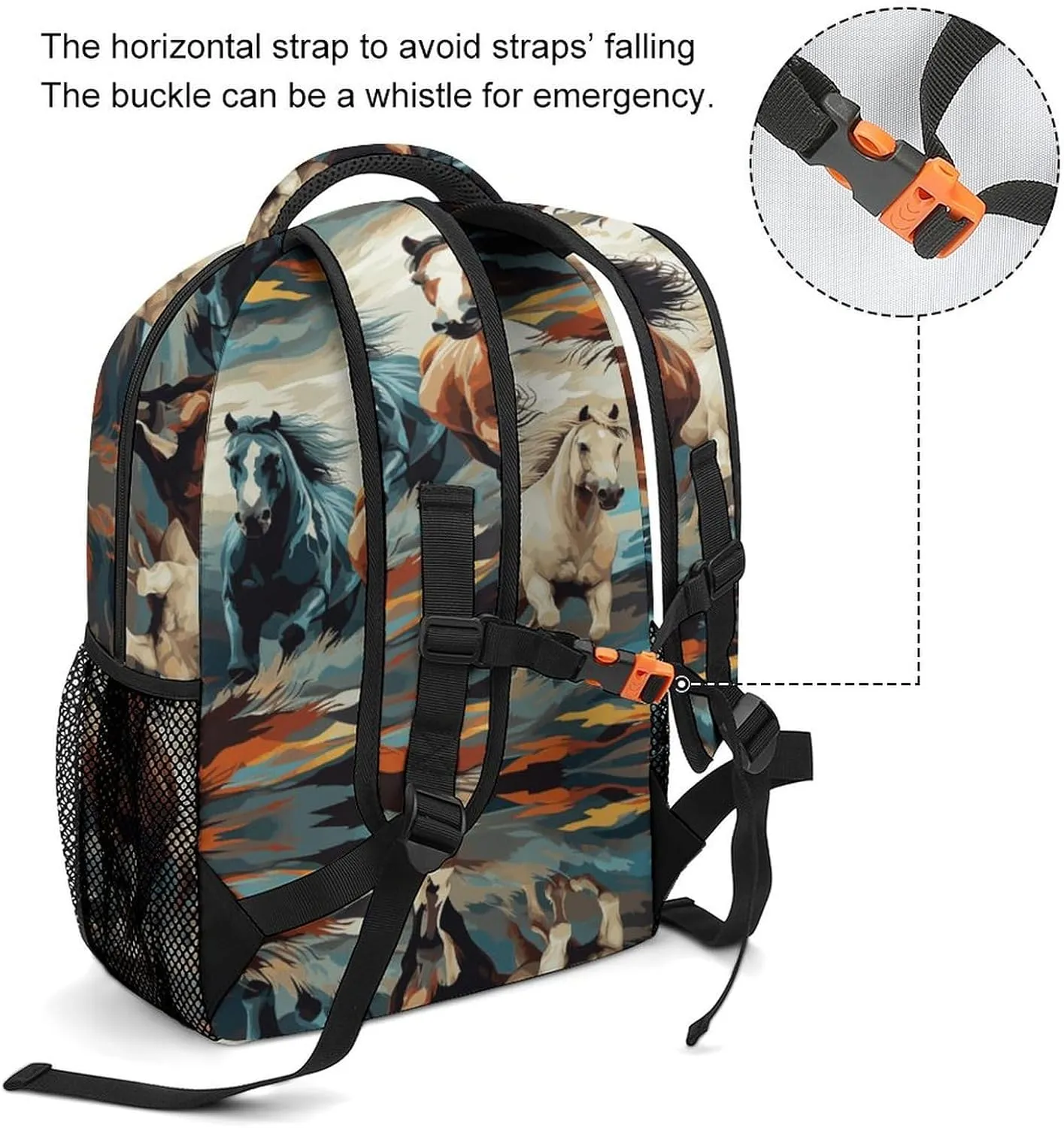 Small Backpacks Personalized A Pattern with Horses As A Background Printing Travel Bag Lightweight Travel Backpack For Women Men
