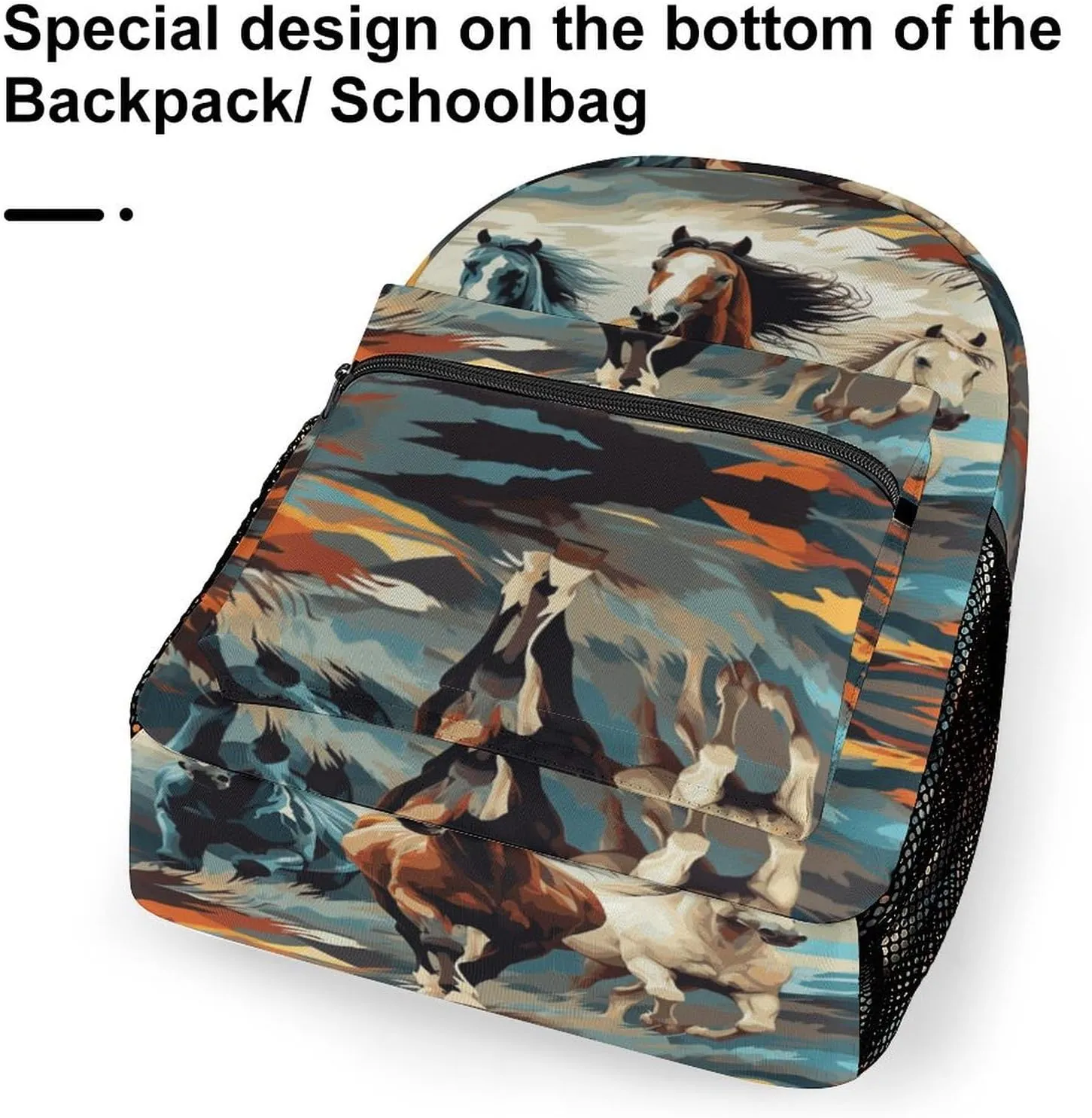 Small Backpacks Personalized A Pattern with Horses As A Background Printing Travel Bag Lightweight Travel Backpack For Women Men