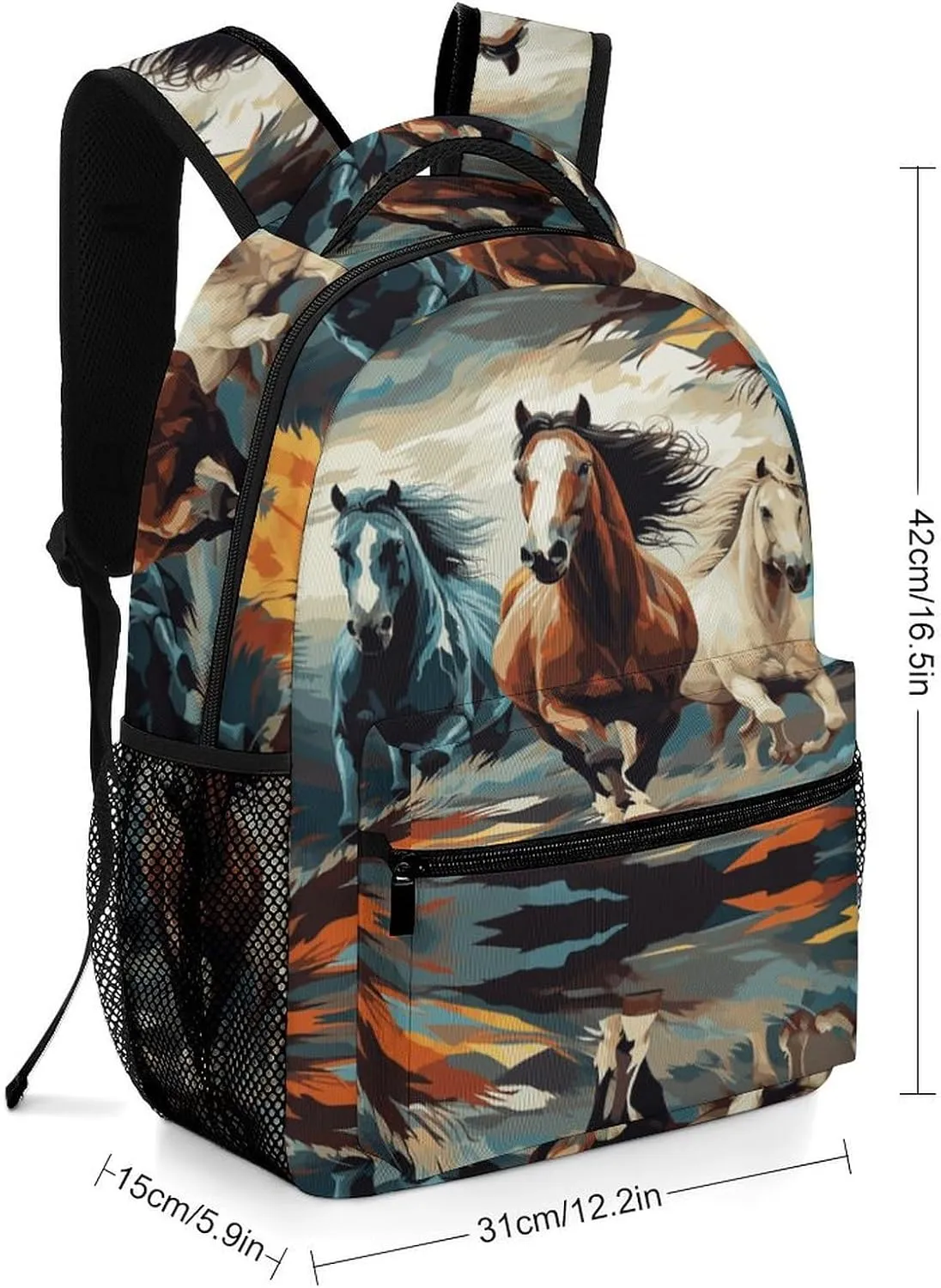 Small Backpacks Personalized A Pattern with Horses As A Background Printing Travel Bag Lightweight Travel Backpack For Women Men
