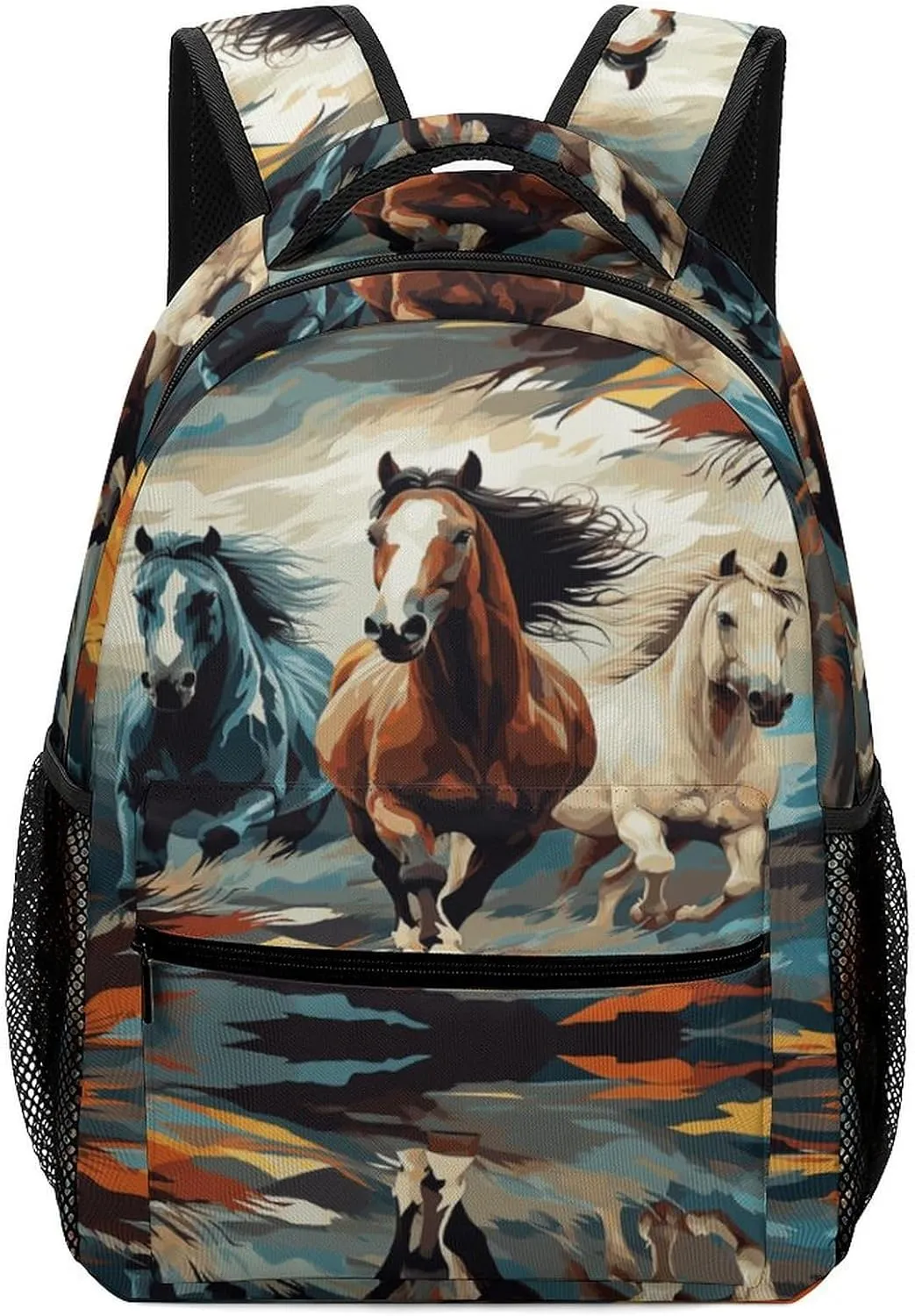 Small Backpacks Personalized A Pattern with Horses As A Background Printing Travel Bag Lightweight Travel Backpack For Women Men