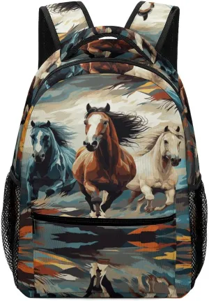 Small Backpacks Personalized A Pattern with Horses As A Background Printing Travel Bag Lightweight Travel Backpack For Women Men