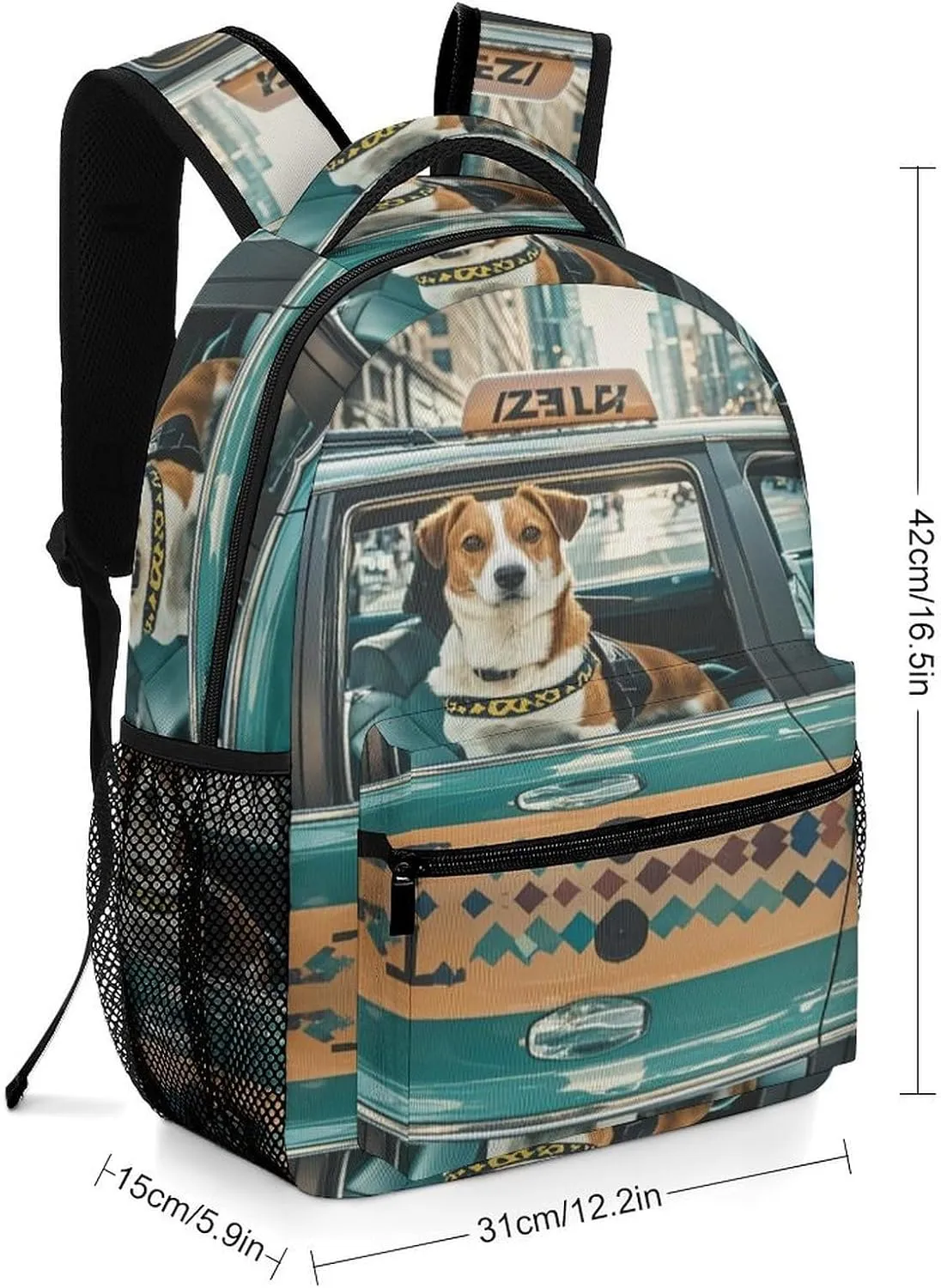 Small Backpacks Personalized A Taxi Dog Printing Travel Bag Lightweight Travel Backpack For Women Men