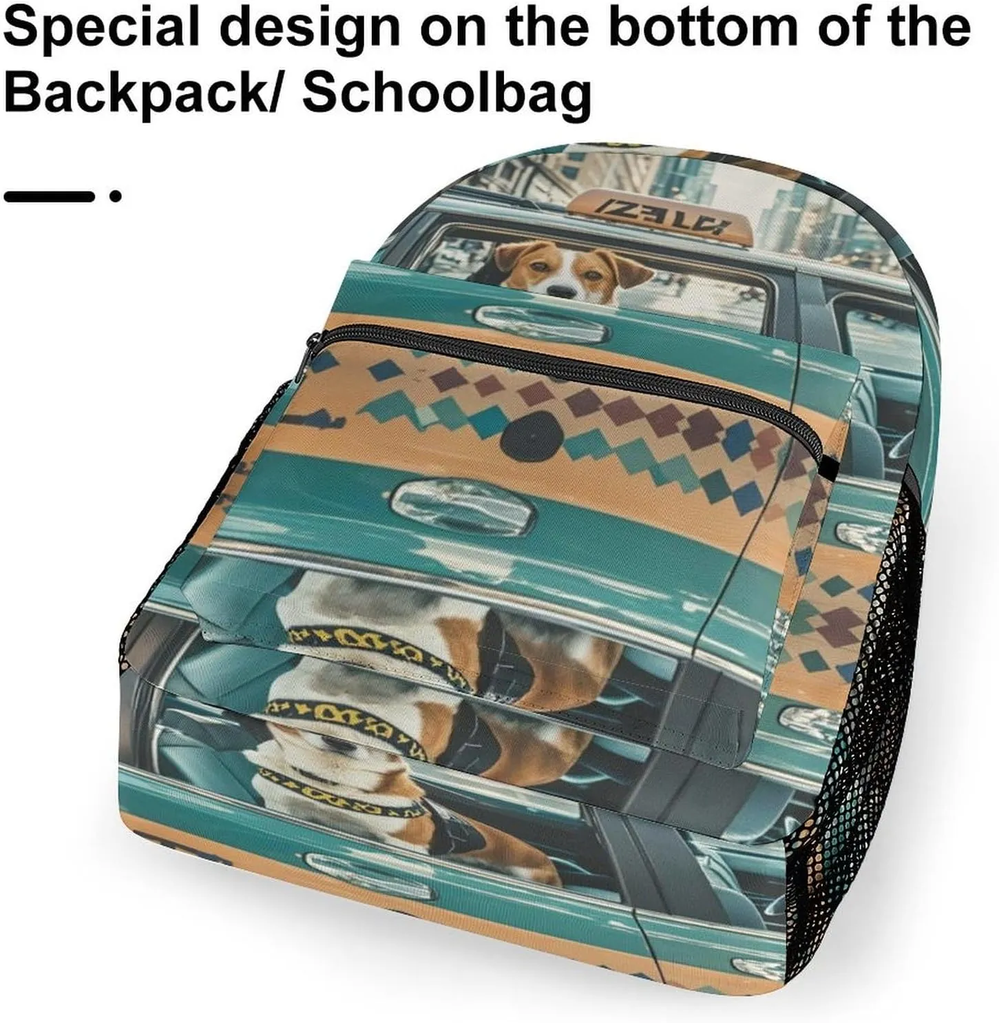 Small Backpacks Personalized A Taxi Dog Printing Travel Bag Lightweight Travel Backpack For Women Men