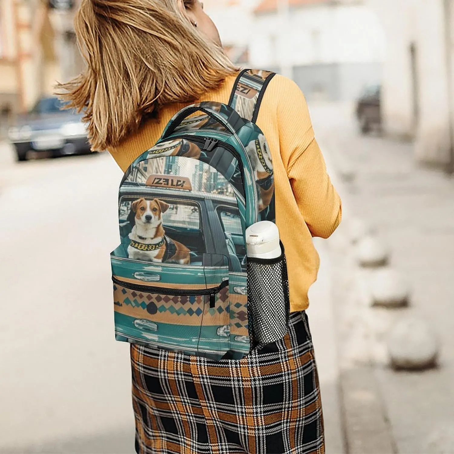 Small Backpacks Personalized A Taxi Dog Printing Travel Bag Lightweight Travel Backpack For Women Men