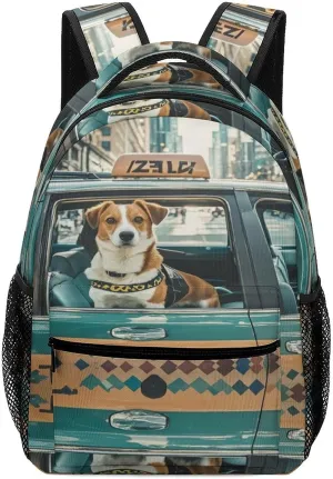 Small Backpacks Personalized A Taxi Dog Printing Travel Bag Lightweight Travel Backpack For Women Men